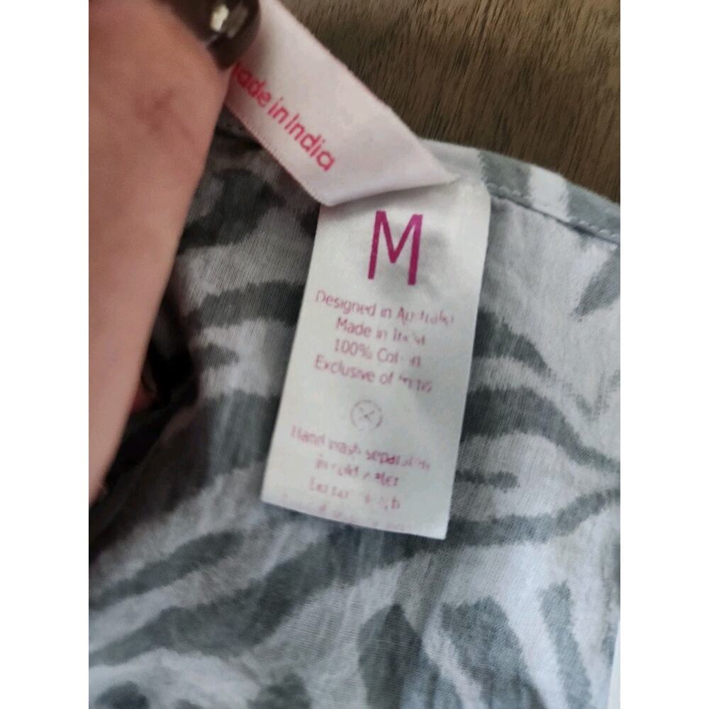 2chillies Australia Swimwear Cover Up Dress Gray Zebra Tie Dye 100% Cotton M - Picture 7 of 7